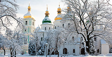 Temples Winter Ukraine Kiev Cathedral Saint Sophia 528016 1280x864
